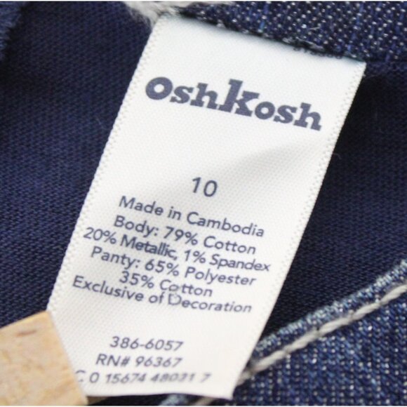 OshKosh B'gosh Denim Sparkle Skirt Skort sz 10 Loop Tab Embellished Adjust Waist - Picture 8 of 8